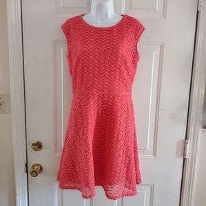 Liz Claiborne Coral Lace Sleeveless Mini Dress. Size 8
